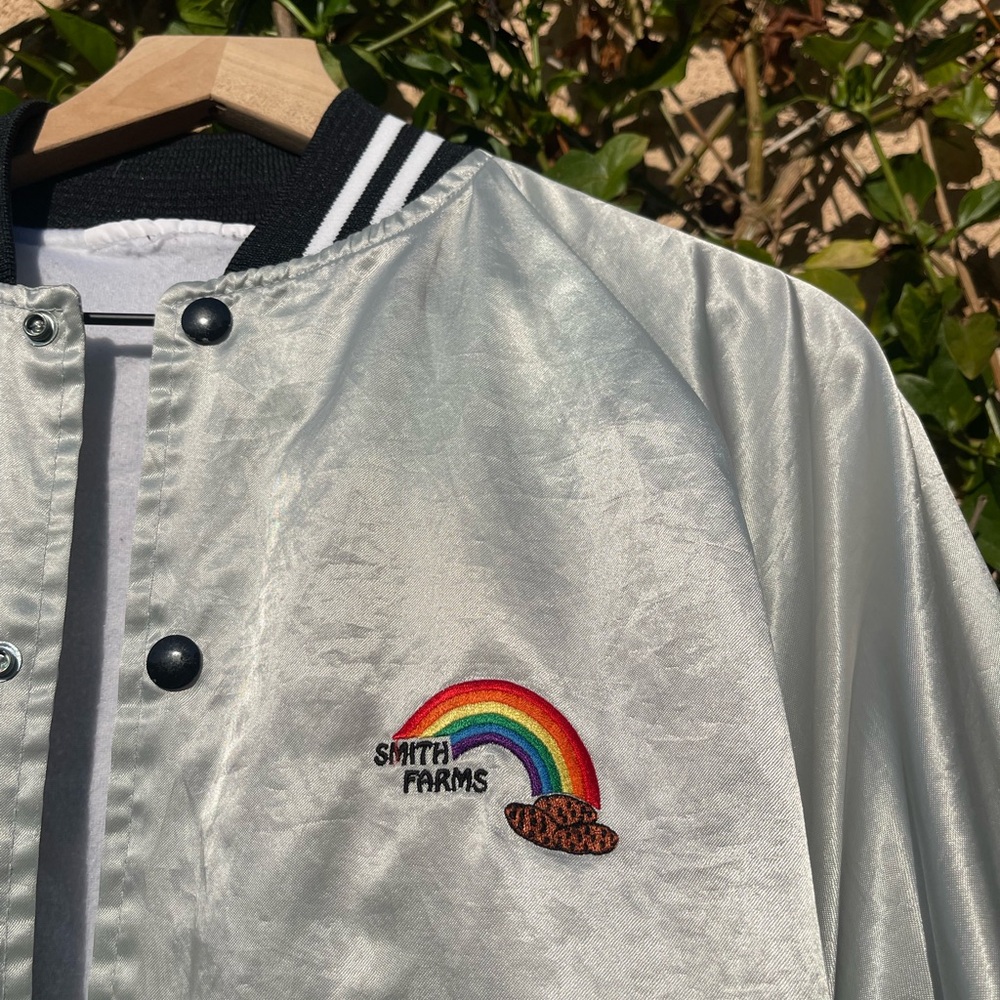Vintage sports coat, cute rainbow and cookies embroidery, no tag, size L